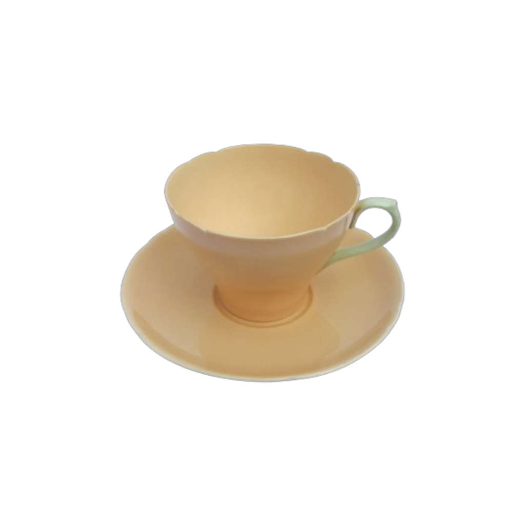 English Porcelain - Shelley Fine Bone China Duo Peach with Green Trim ...