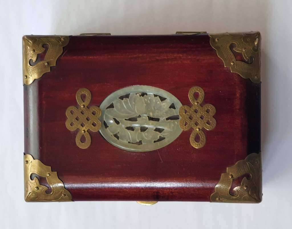 Jewellery Boxes Vintage Wood & Brass Jewellery Box for sale in