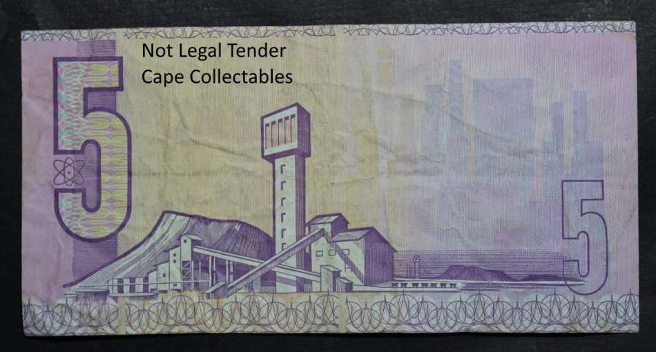 CL Stals South Africa 5 Rand Bank Note 1990 was sold for R95.00 on 30