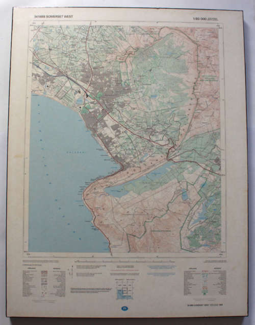 Maps - Topographical Map of Somerset West Laminated Blockmounted for