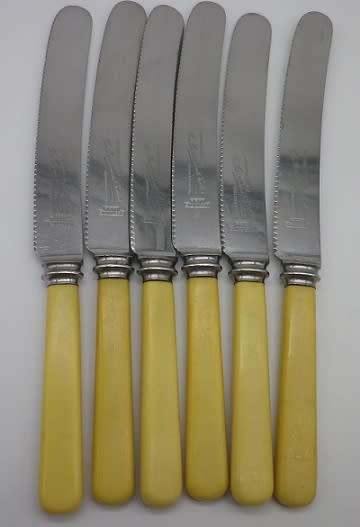 Cutlery - 6 Bone handled knives.Mottershaw & Rowe Ltd, Sheffield Eng ...