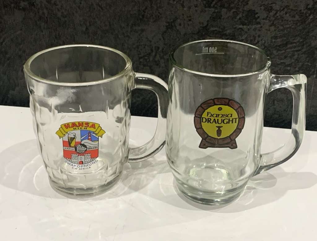 Bar Accessories - Quality Pair Of 0.5L Glass Beer Mugs #Hansa Bier ...