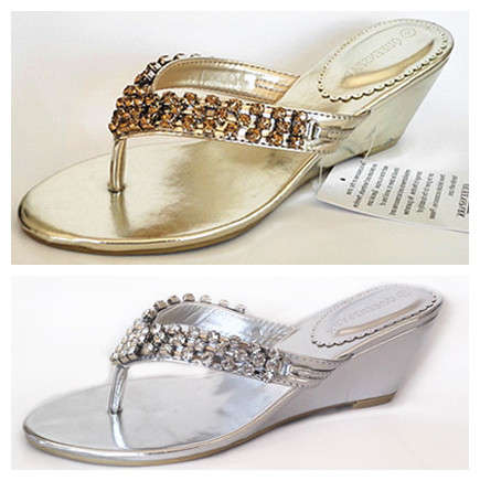 Other Women s Shoes Queenspark Chunky Diamante Thong on Wedge