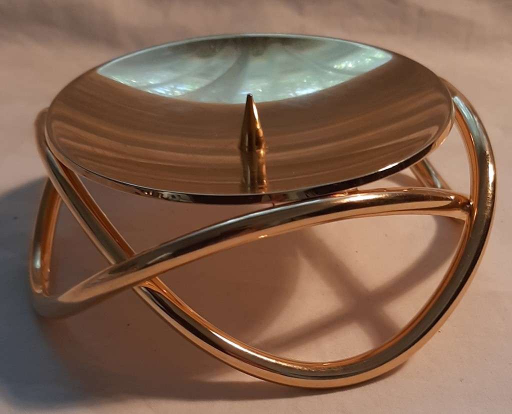 Candlesticks & Candle Snuffers JENSEN GOLD PLATED CANDLE HOLDER