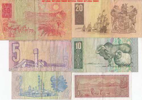 Other South African Bank Notes SET OF SIX SA NOTES FOR ONE BID 