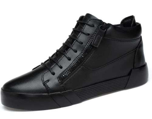 black leather hi top sneakers