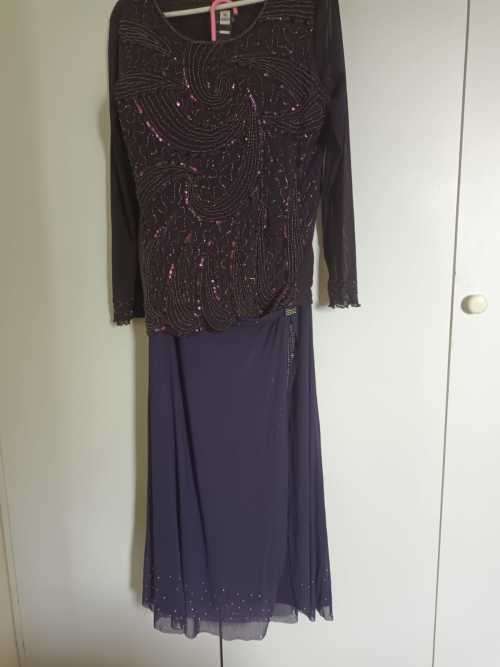 Formal Dresses Sequined Dark Purple Evening wear blouse and skirt XL