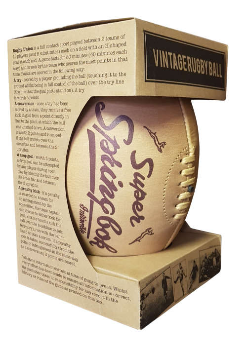 Sporting Memorabilia Super Springbok Leather Rugby Ball Size 5 With Display Box was listed for