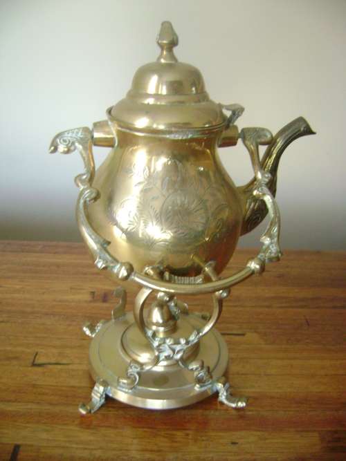 Other Antiques & Collectables OLD BRASS KETTLE ON STAND WITH PARAFIN BURNER was sold for R193