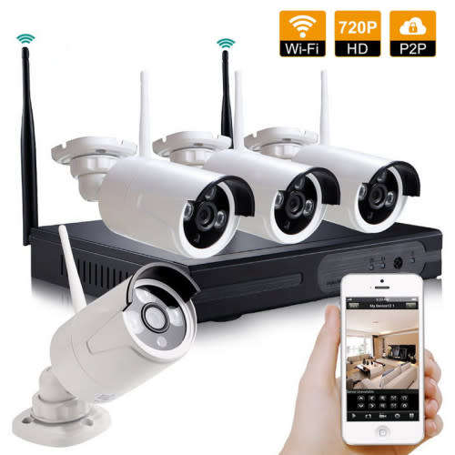 CCTV & CCTV Kits - HD 4 Channel 720P Wireless IP Camera CCTV Security ...