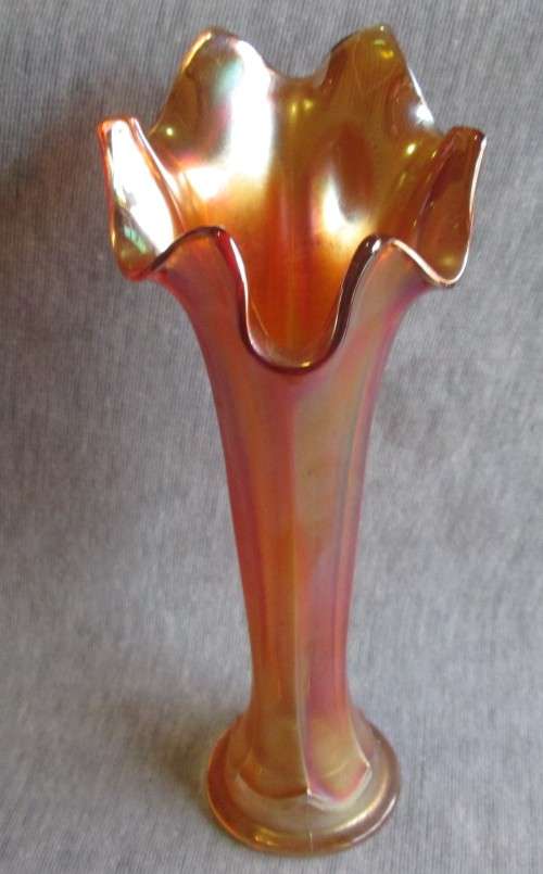 Vases - CARNIVAL GLASS VASE - FENTON - ORANGE MARIGOLD (SEE DESCRIPTION ...