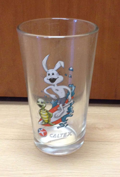 Advertising - CALTEX THE WHITE RABBIT Surfing Bunny Promotional Glass ...