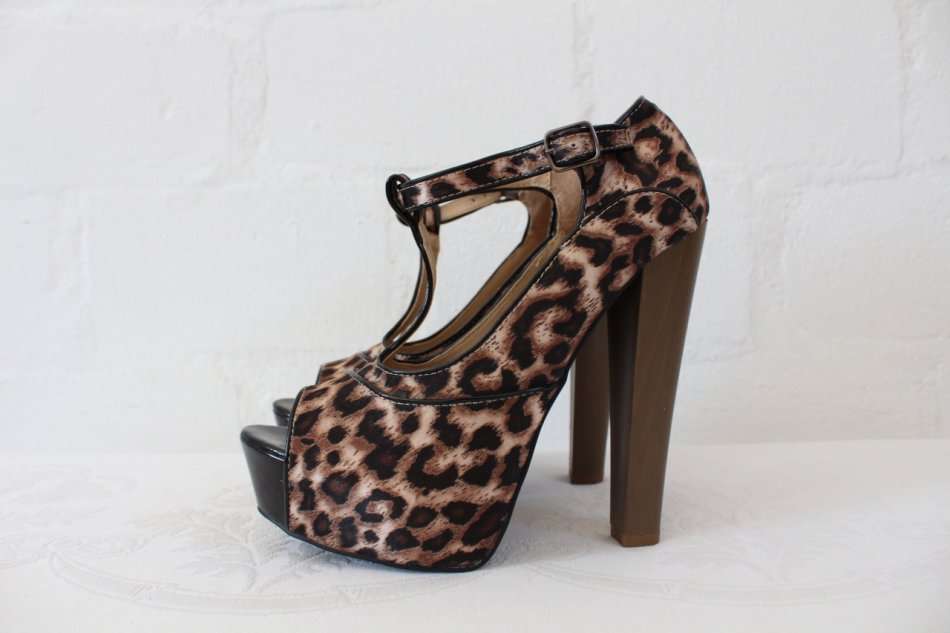 leopard print wide fit heels