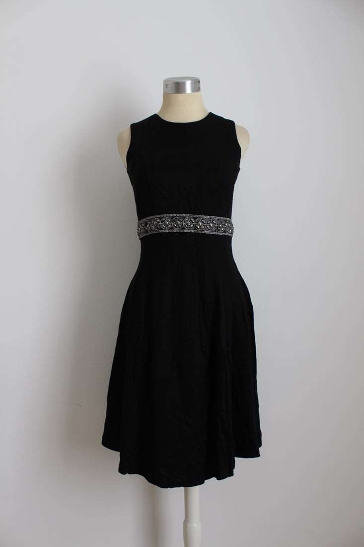 Casual Dresses - *PRINGLE* DESIGNER BLACK BEADED A-LINE DRESS - SIZE 8 ...