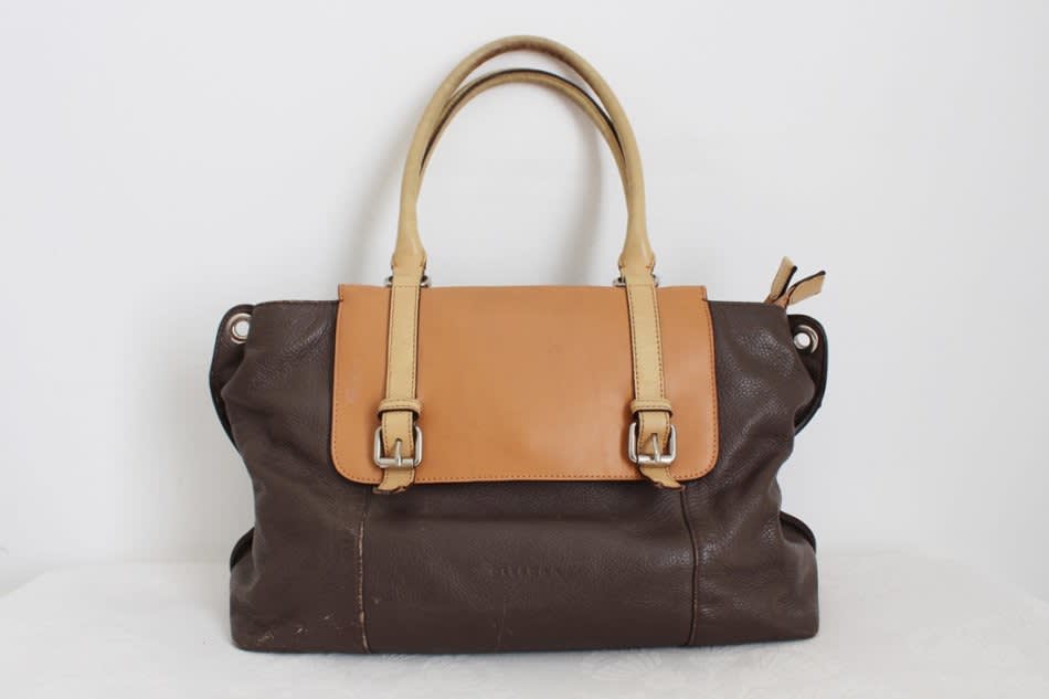 Handbags & Bags - *DISSONA* DESIGNER GENUINE LEATHER BROWN LARGE TOTE ...