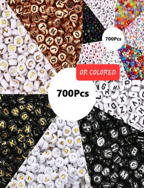 Letters & Numbers 700pcs DIY Alphabet Beads for Necklace Making