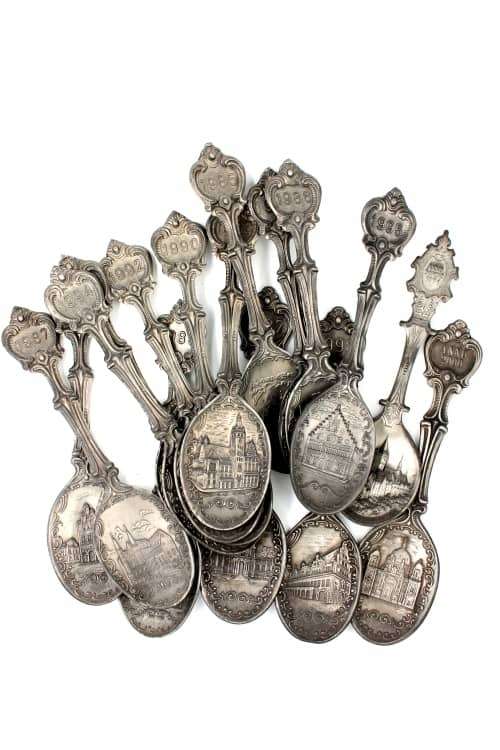 Pewter 16 Traditional German Vintage Year Spoons made from Ornament