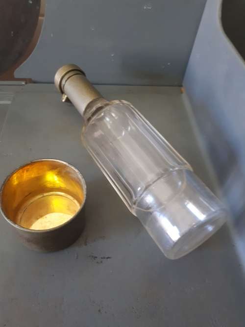 Flasks Art Deco Glass Whiskey Flask With Cup for sale in Port