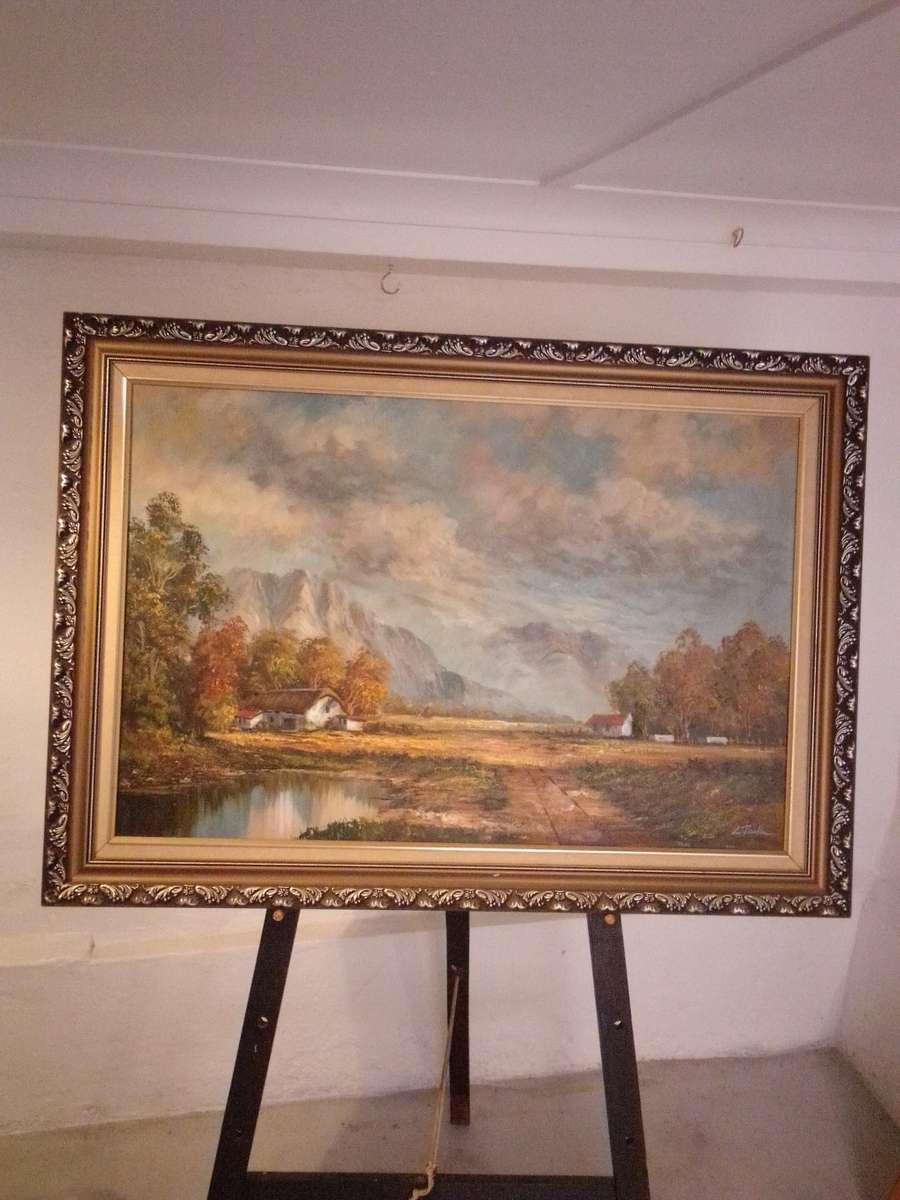 Paintings - Renowned 20th-C SA Artist L. Parker Oil on Board `Rural ...