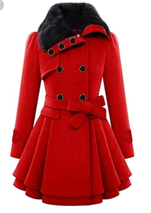 Jackets & Coats - Stunning Red Dress Coat with Fur collar was sold for ...