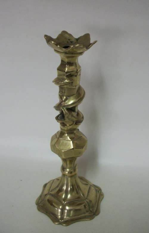 Candlesticks & Candle Snuffers Very detailed brass candlestickholder 31cm tall was sold for