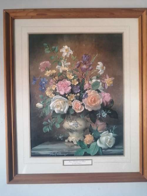 Limited Editioned Prints Iris, Narcissi and Roses Framed Print By