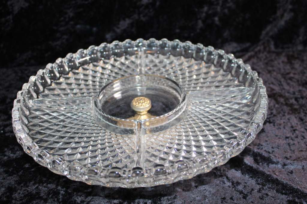Bowls & Dishes Lazy Susan Cut Glass Snack Tray for sale in