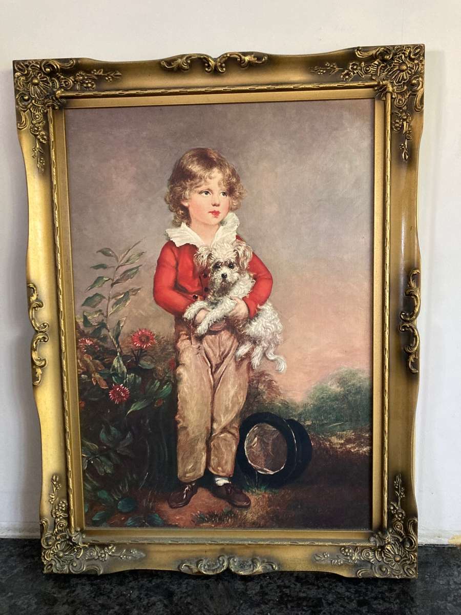 Other Antiques & Collectables - Large Ornate Framed Print Of A Boy With 