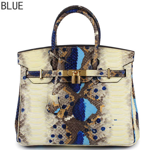 Handbags & Bags Genuine leather snake pattern handbag. Blue pattern