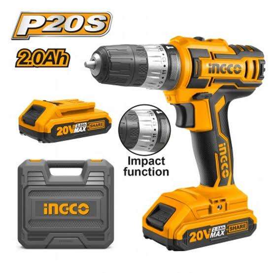 Drills Ingco Cidli200215 Cordless 20V Battery Drill with 2 Batteries