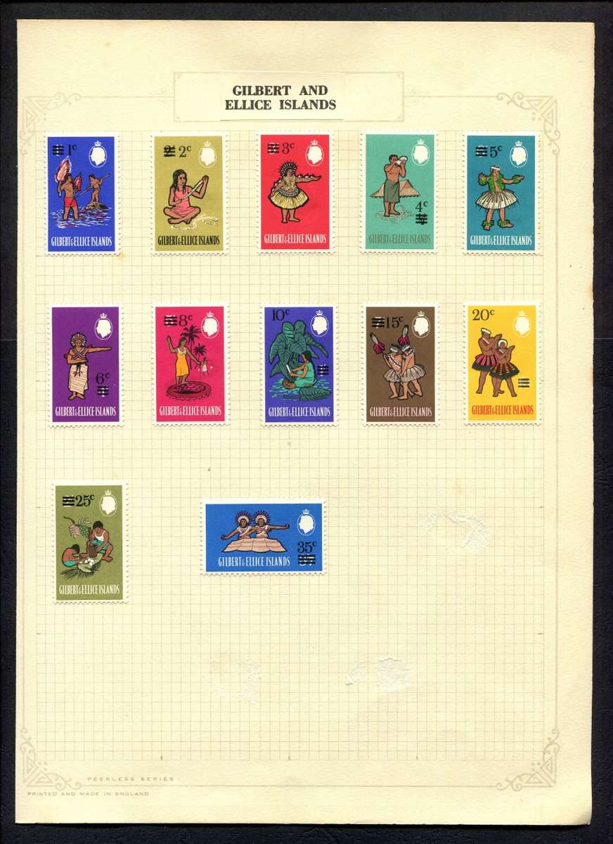 Colonial Britain Gilbert and Ellice Islands 12 Stamps Mounted On
