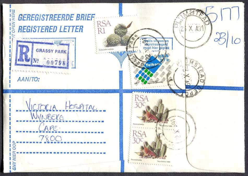 Republic of South Africa - RSA - Cover Registered At Grassy Park Post ...