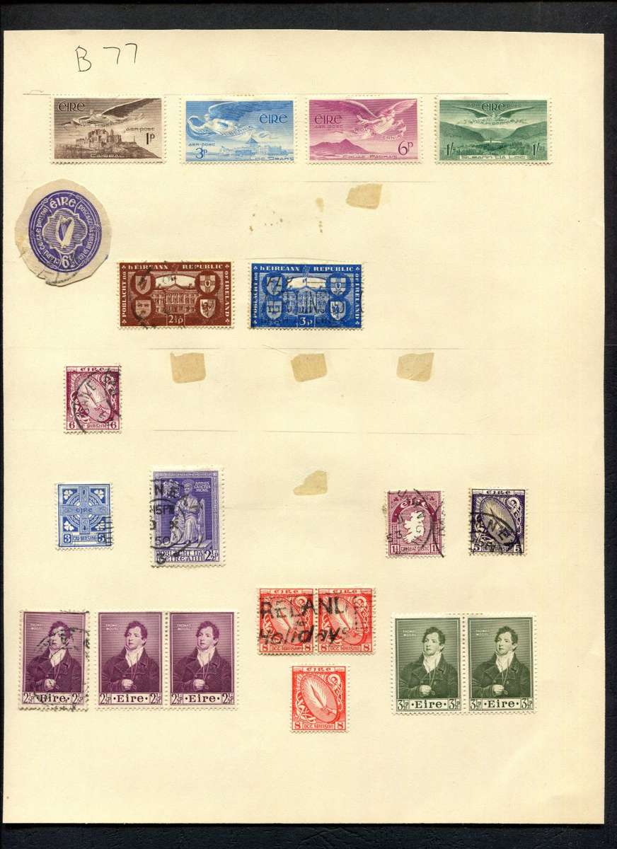 Republic of Ireland - Ireland - 19 Stamps Mounted (Hinged) on Old Album ...