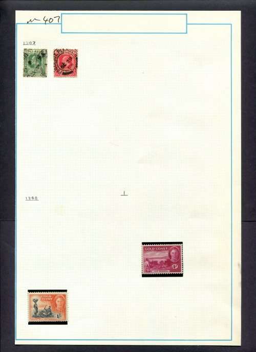Colonial Britain - Gold Coast - 4 Stamps Mounted (Hinged) On Old Album ...