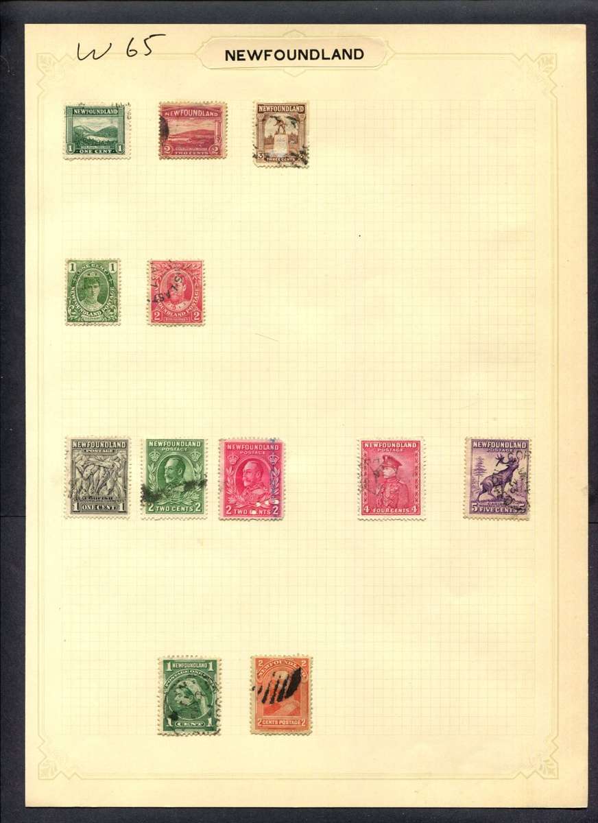 Colonial Britain - Newfoundland - 12 Stamps Mounted (Hinged) On Album ...