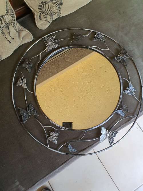 Frames & Mirrors Vintage?? metal circular butterfly decorated mirror