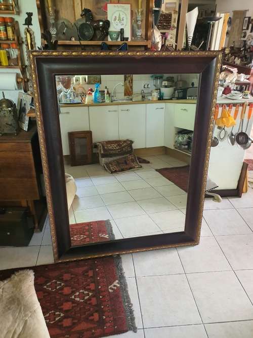 Frames & Mirrors Large vintage framed black mirror with some gilt