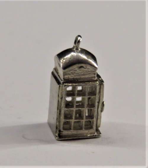 Charms & Charm Bracelets VINTAGE SILVER `PHONE BOX` CHARM for sale in