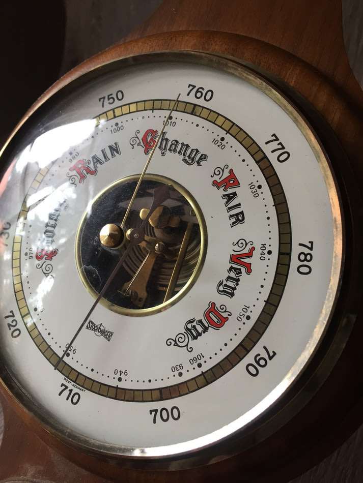 Barometers & Thermometers Large Vintage Barometer, Thermo