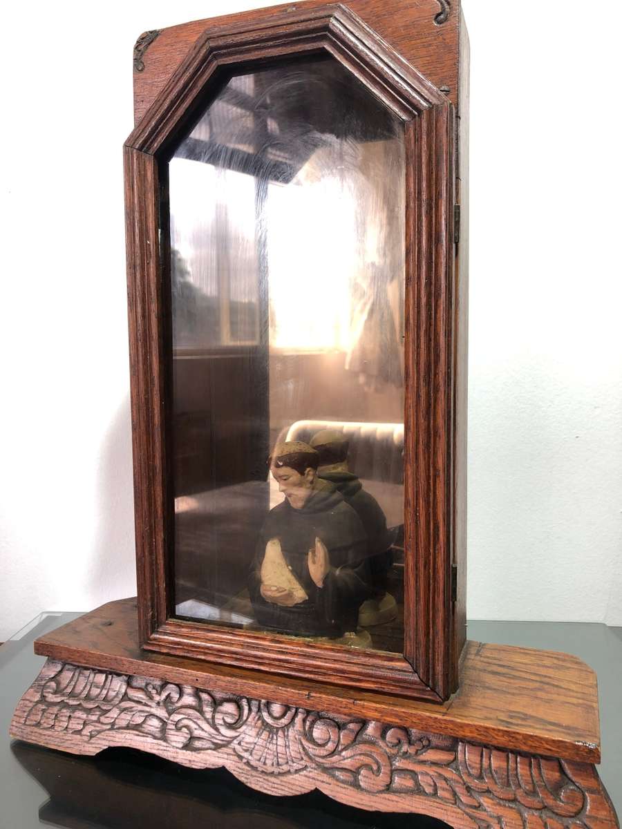 Frames & Mirrors An Antique Carved Victorian Home Shrine with Glass and Mirror for sale in