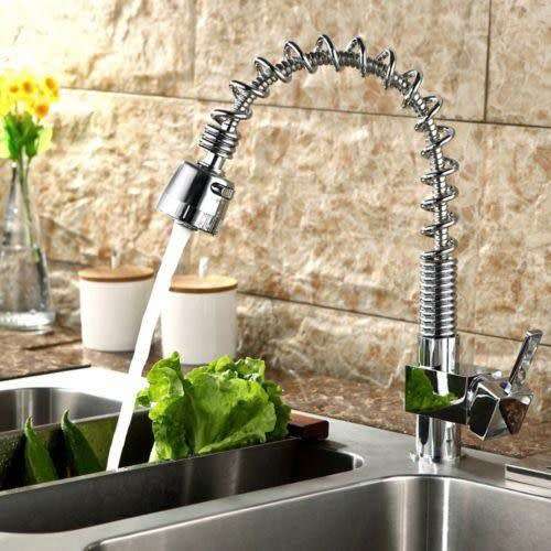 Sinks & Taps Nickel brushed kitchen pull out spray basin sink faucet