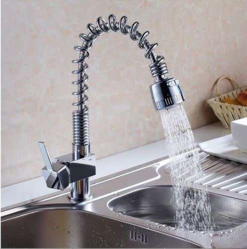 double kitchen sink water tap