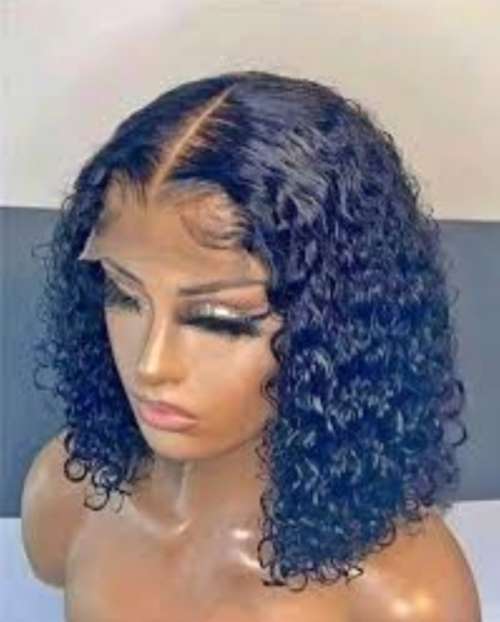 Wigs 10 Inch Brazilian Water Wave 4x4 Lace Wig Natural Black for