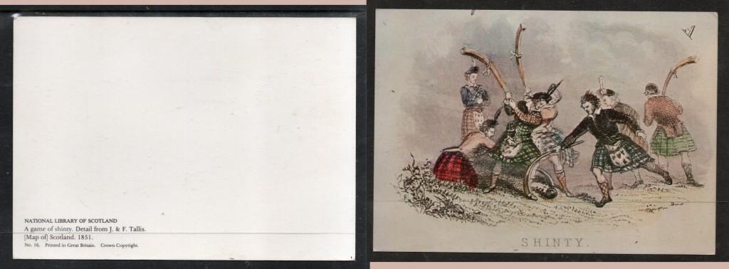 Post Cards - A Game of Shinty, from map of Scotland 1851 by J & F ...