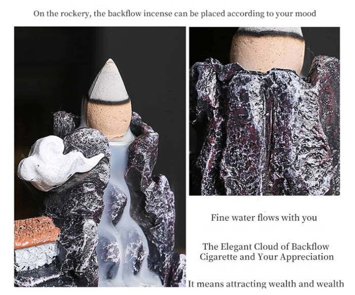Incense & Holders Creative alpine water resin backflow incense burner with Cones was sold for