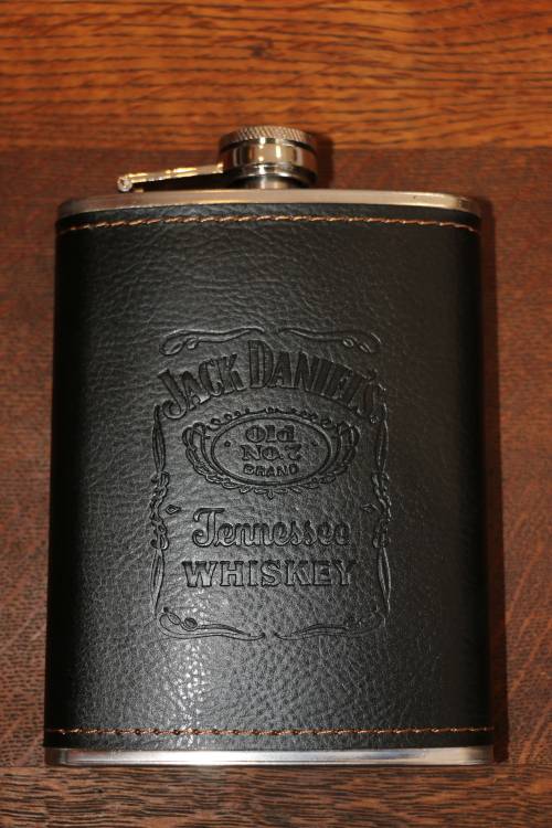 Flasks Jack Daniels Leather Clad Stainless Steel Hip Flask 8 oz was