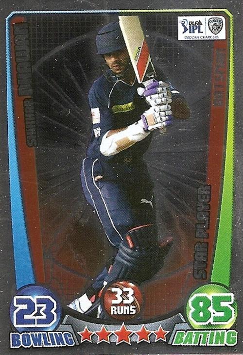 Trading Cards Cricket Attax Ipl League 2012 Shikhar Dhawan Star Player Foil Card Was Listed For R5 00 On 14 Jan At 23 31 By Match Attax Superstore In Pretoria Tshwane Id 449228340