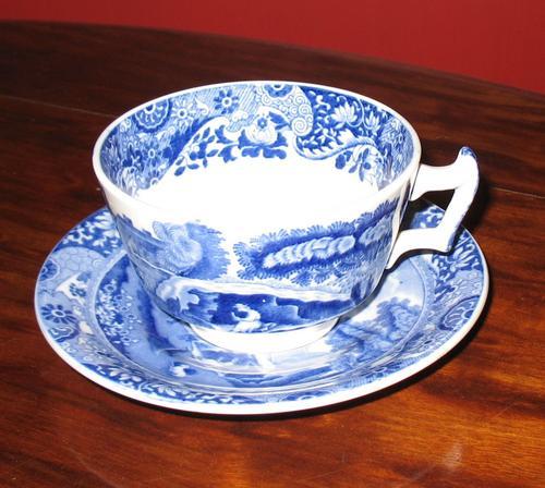 English Porcelain Copeland Spode Italian Teacup And Saucer Blue Copeland Spode Italian Teacup And Saucer Blue White China