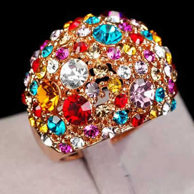 Huge Stunning 18KGP Cocktail Ring with Swarovski Crystal Elements