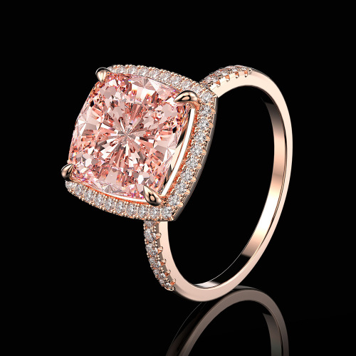 Engagement Rings - Morganite Created Gemstone Ring Luxury 100% 925 ...